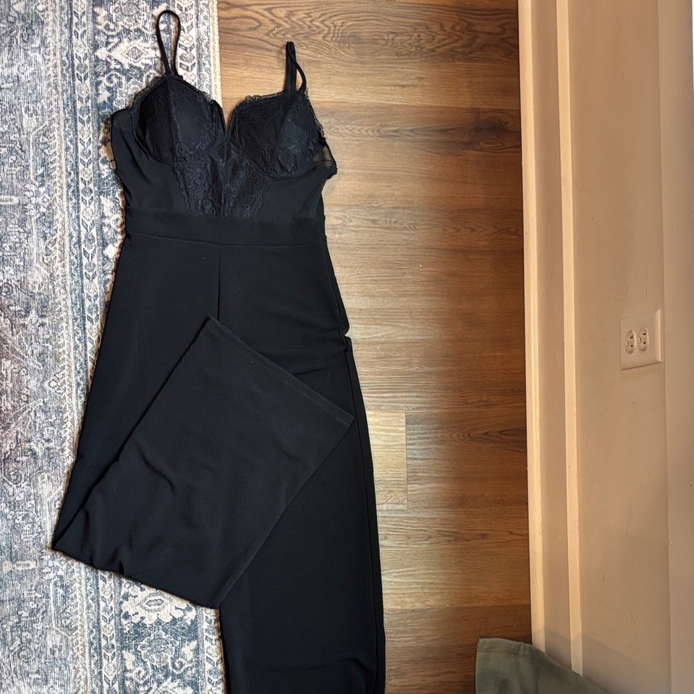 Black Lace Bodice Jumpsuit